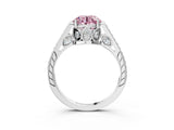 White gold Fancy Pink Round  Cut Cathedral Pave Diamond Engagement Ring with Six-Prong Setting_53