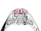 White gold Fancy Pink Round  Cut Cathedral Pave Diamond Engagement Ring with Six-Prong Setting_54