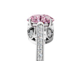 White gold Fancy Pink Round  Cut Cathedral Pave Diamond Engagement Ring with Six-Prong Setting_55