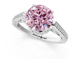 White gold Fancy Pink Round  Cut Cathedral Pave Diamond Engagement Ring with Six-Prong Setting_56