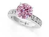 White gold Fancy Pink Round  Cut Channel Set Diamond Engagement Ring with Four-Prong Setting_1