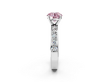 White gold Fancy Pink Round  Cut Channel Set Diamond Engagement Ring with Four-Prong Setting_2