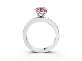White gold Fancy Pink Round  Cut Channel Set Diamond Engagement Ring with Four-Prong Setting_3