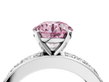 White gold Fancy Pink Round  Cut Channel Set Diamond Engagement Ring with Four-Prong Setting_4