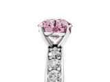White gold Fancy Pink Round  Cut Channel Set Diamond Engagement Ring with Four-Prong Setting_5