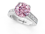 White gold Fancy Pink Round  Cut Channel Set Solitaire Engagement Ring with Prong Setting_1