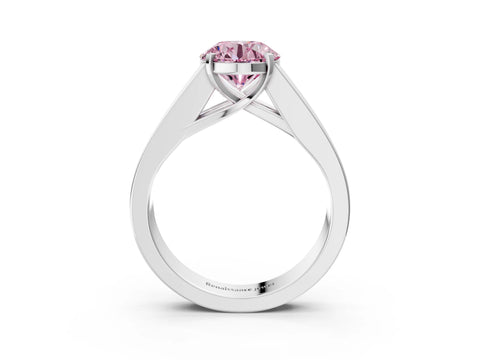 White gold Fancy Pink Round Cut Cut Channel Set Solitaire Ring with Four-Prong Setting_15