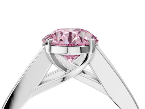 White gold Fancy Pink Round Cut Cut Channel Set Solitaire Ring with Four-Prong Setting_16