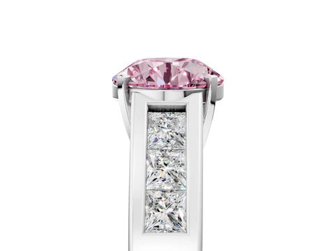White gold Fancy Pink Round Cut Cut Channel Set Solitaire Ring with Four-Prong Setting_17