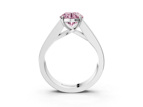 White gold Fancy Pink Round Cut Cut Channel Set Solitaire Ring with Four-Prong Setting_3