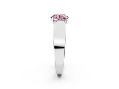 White gold Fancy Pink Round Cut Cut Diamond Channel Set Solitaire Ring with Four-Prong Setting_110