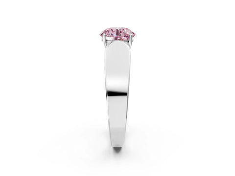 White gold Fancy Pink Round Cut Cut Diamond Channel Set Solitaire Ring with Four-Prong Setting_2