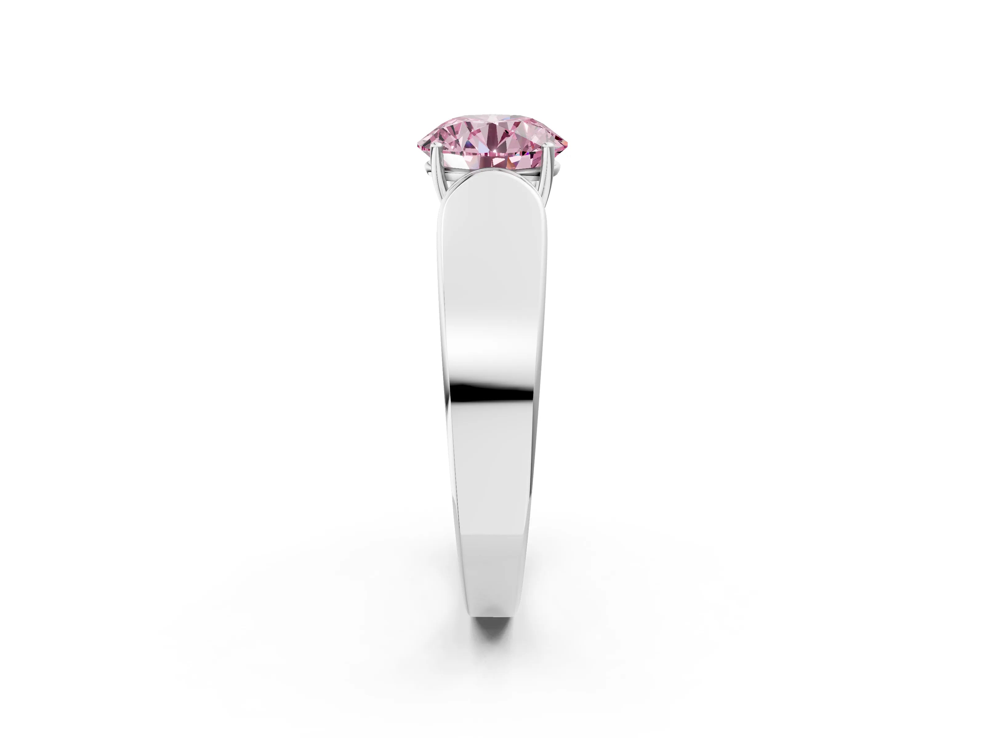 White gold Fancy Pink Round Cut Cut Diamond Channel Set Solitaire Ring with Four-Prong Setting_86
