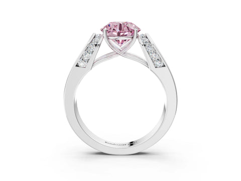 White gold Fancy Pink Round Cut Cut Diamond Channel Set Solitaire Ring with Four-Prong Setting_87
