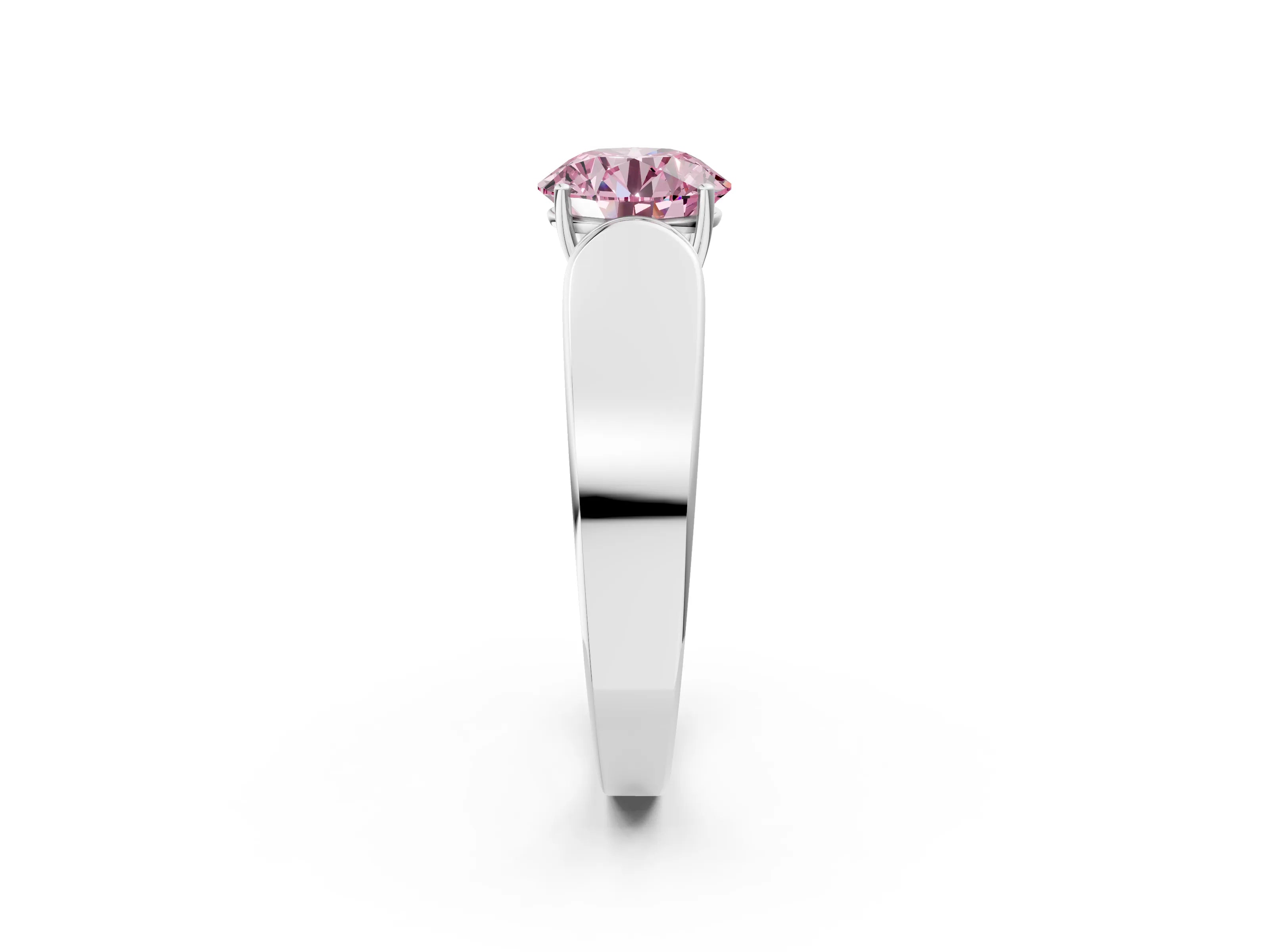 White gold Fancy Pink Round Cut Cut Diamond Channel Set Solitaire Ring with Four-Prong Setting_87