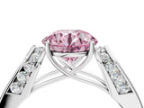 White gold Fancy Pink Round Cut Cut Diamond Channel Set Solitaire Ring with Four-Prong Setting_88