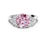 White gold Fancy Pink Round Cut Cut Diamond Cluster Ring with Solitaire Band and Four-Prong Setting_36
