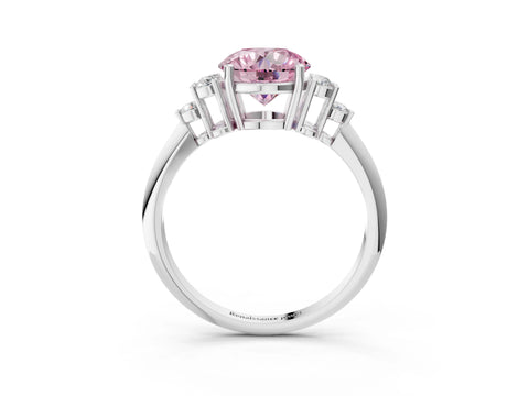 White gold Fancy Pink Round Cut Cut Diamond Cluster Ring with Solitaire Band and Four-Prong Setting_39