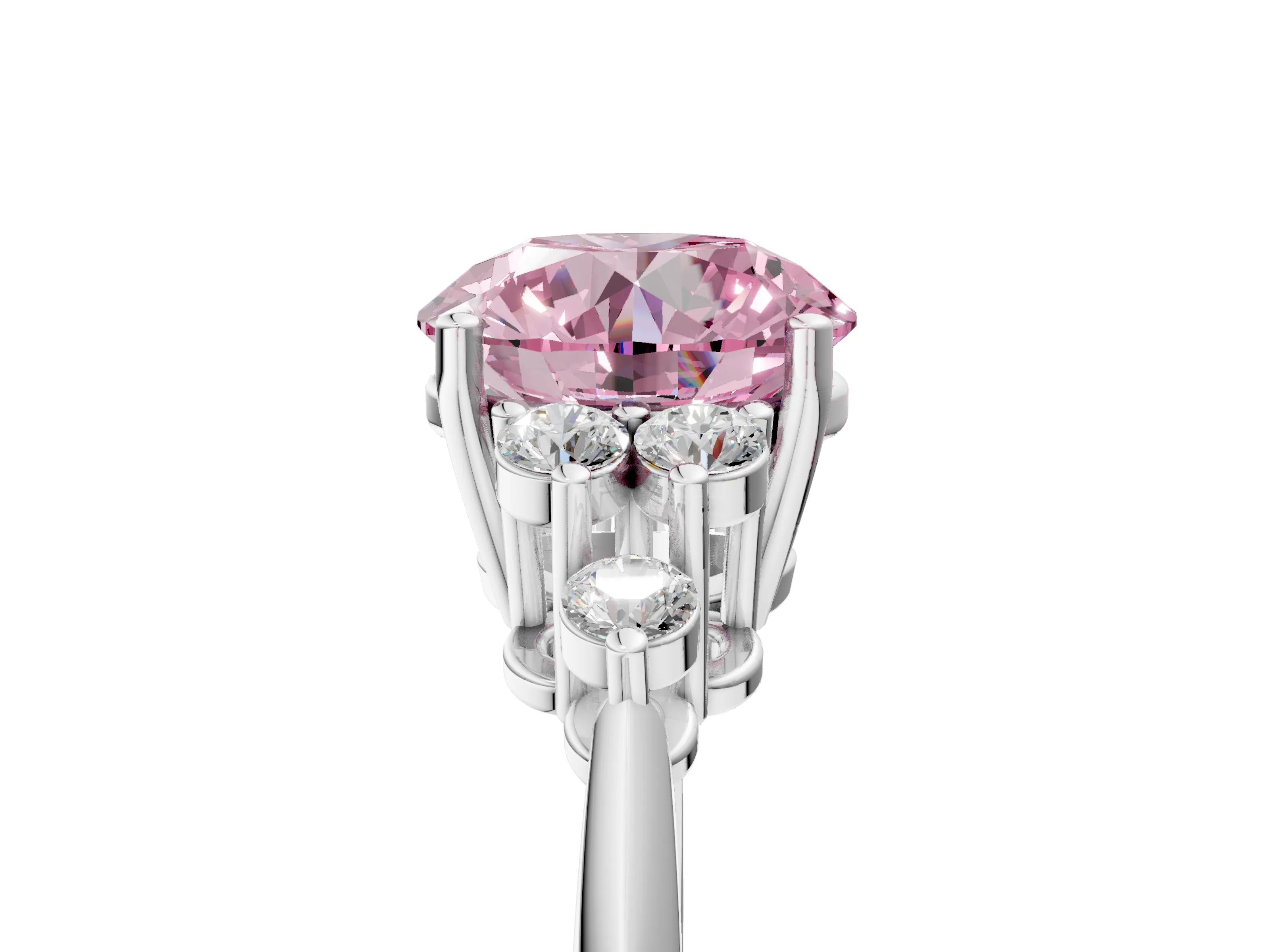 White gold Fancy Pink Round Cut Cut Diamond Cluster Ring with Solitaire Band and Four-Prong Setting_41