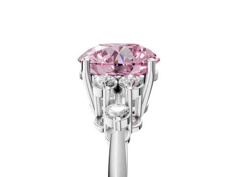 White gold Fancy Pink Round Cut Cut Diamond Cluster Ring with Solitaire Band and Four-Prong Setting_5