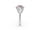 White gold Fancy Pink Round Cut Cut Diamond Halo Engagement Ring with Open Split Pavé Band_2
