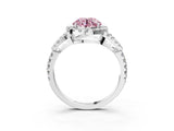 White gold Fancy Pink Round Cut Cut Diamond Halo Engagement Ring with Open Split Pavé Band_3