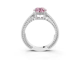 White gold Fancy Pink Round Cut Cut Diamond Milgrain Pave Band Four-Prong Setting Ring_18