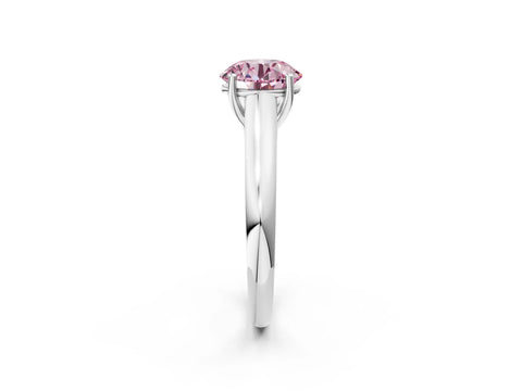 White gold Fancy Pink Round Cut Cut Diamond Solitaire Engagement Ring with Tapered Plain Band and Four-Prong Setting_14
