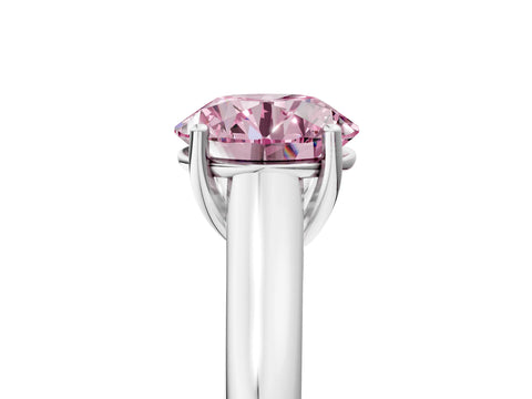 White gold Fancy Pink Round Cut Cut Diamond Solitaire Engagement Ring with Tapered Plain Band and Four-Prong Setting_17