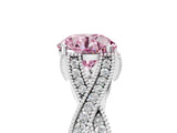 White gold Fancy Pink Round Cut Cut Diamond Twisted Band with Milgrain Pave Setting and Four-Prong Setting_11