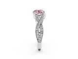 White gold Fancy Pink Round Cut Cut Diamond Twisted Band with Milgrain Pave Setting and Four-Prong Setting_14