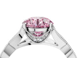 White gold Fancy Pink Round Cut Cut Diamond Twisted Band with Milgrain Pave Setting and Four-Prong Setting_16