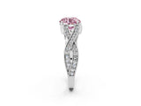 White gold Fancy Pink Round Cut Cut Diamond Twisted Band with Milgrain Pave Setting and Four-Prong Setting_2