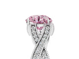 White gold Fancy Pink Round Cut Cut Diamond Twisted Band with Milgrain Pave Setting and Four-Prong Setting_5