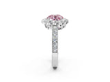 White gold Fancy Pink Round Cut Cut Halo Diamond Pavé Engagement Ring with Milgrain Detailing_14