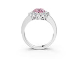 White gold Fancy Pink Round Cut Cut Halo Diamond Pavé Engagement Ring with Milgrain Detailing_15