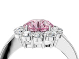 White gold Fancy Pink Round Cut Cut Halo Diamond Pavé Engagement Ring with Milgrain Detailing_16