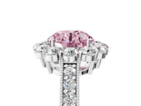 White gold Fancy Pink Round Cut Cut Halo Diamond Pavé Engagement Ring with Milgrain Detailing_17