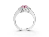 White gold Fancy Pink Round Cut Cut Halo Diamond Pavé Engagement Ring with Milgrain Detailing_3