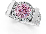 White gold Fancy Pink Round Cut Cut Halo Split Shank Prong Set Ring_1
