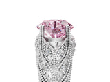 White gold Fancy Pink Round Cut Cut Milgrain Pave Diamond Engagement Ring with Four-Prong Setting_8