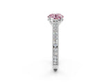 White gold Fancy Pink Round Cut Cut Pave Band Milgrain Solitaire Ring_2