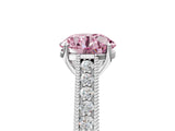 White gold Fancy Pink Round Cut Cut Pave Band Milgrain Solitaire Ring_5