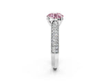 White gold Fancy Pink Round Cut Cut Pave Split Shank Engagement Ring with Four-Prong Setting_2