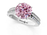 White gold Fancy Pink Round Cut Cut Pave Split Shank Engagement Ring with Four-Prong Setting_25