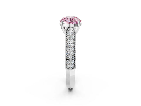 White gold Fancy Pink Round Cut Cut Pave Split Shank Engagement Ring with Four-Prong Setting_26