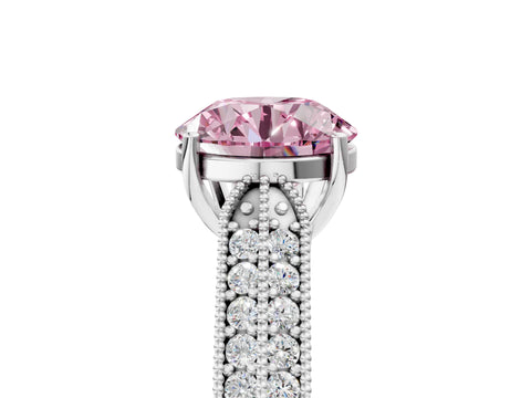 White gold Fancy Pink Round Cut Cut Pave Split Shank Engagement Ring with Four-Prong Setting_29