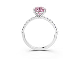 White gold Fancy Pink Round Cut Diamond Brilliant Solitaire Ring with Pavé Band and Four-Prong Setting_15