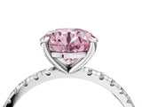 White gold Fancy Pink Round Cut Diamond Brilliant Solitaire Ring with Pavé Band and Four-Prong Setting_28