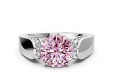 White gold Fancy Pink Round Cut Diamond Channel Set Solitaire Ring with Four-Prong Setting_50